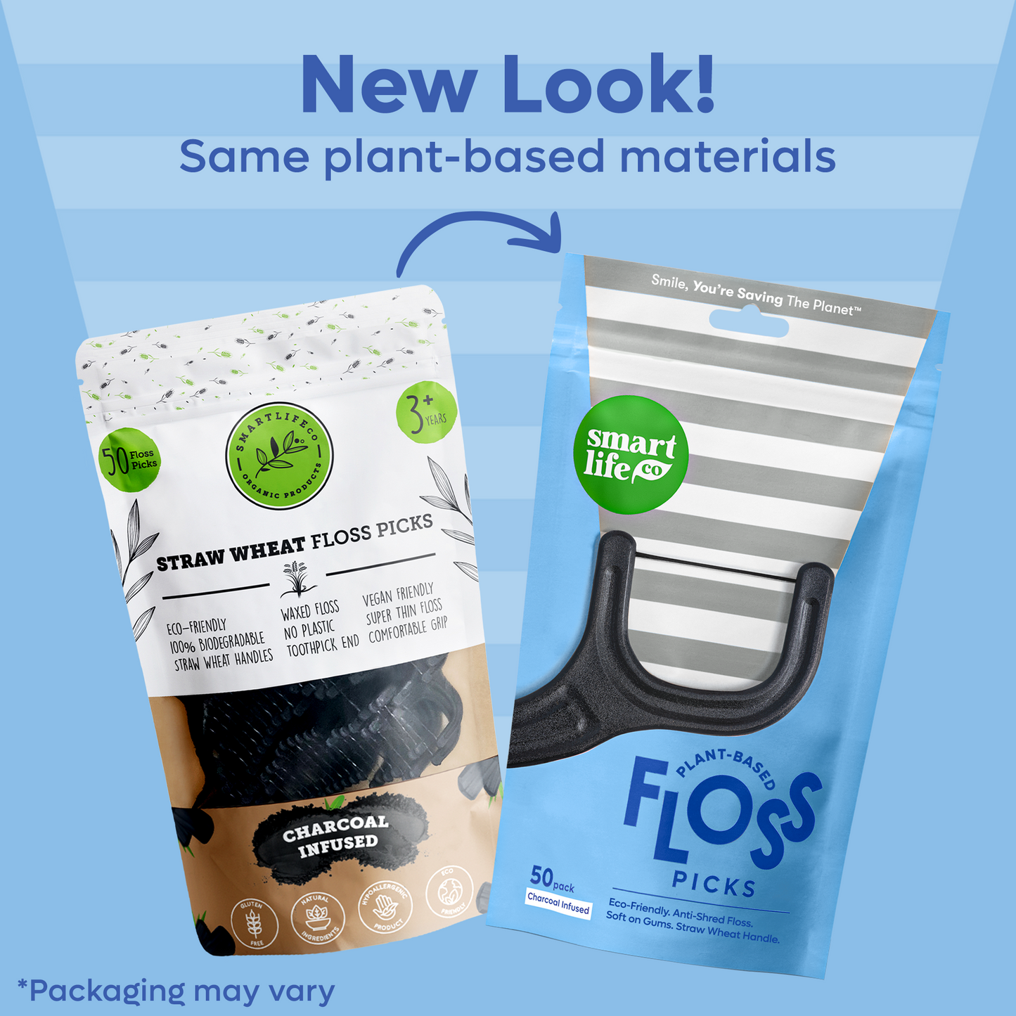 biodegradable floss picks charcoal