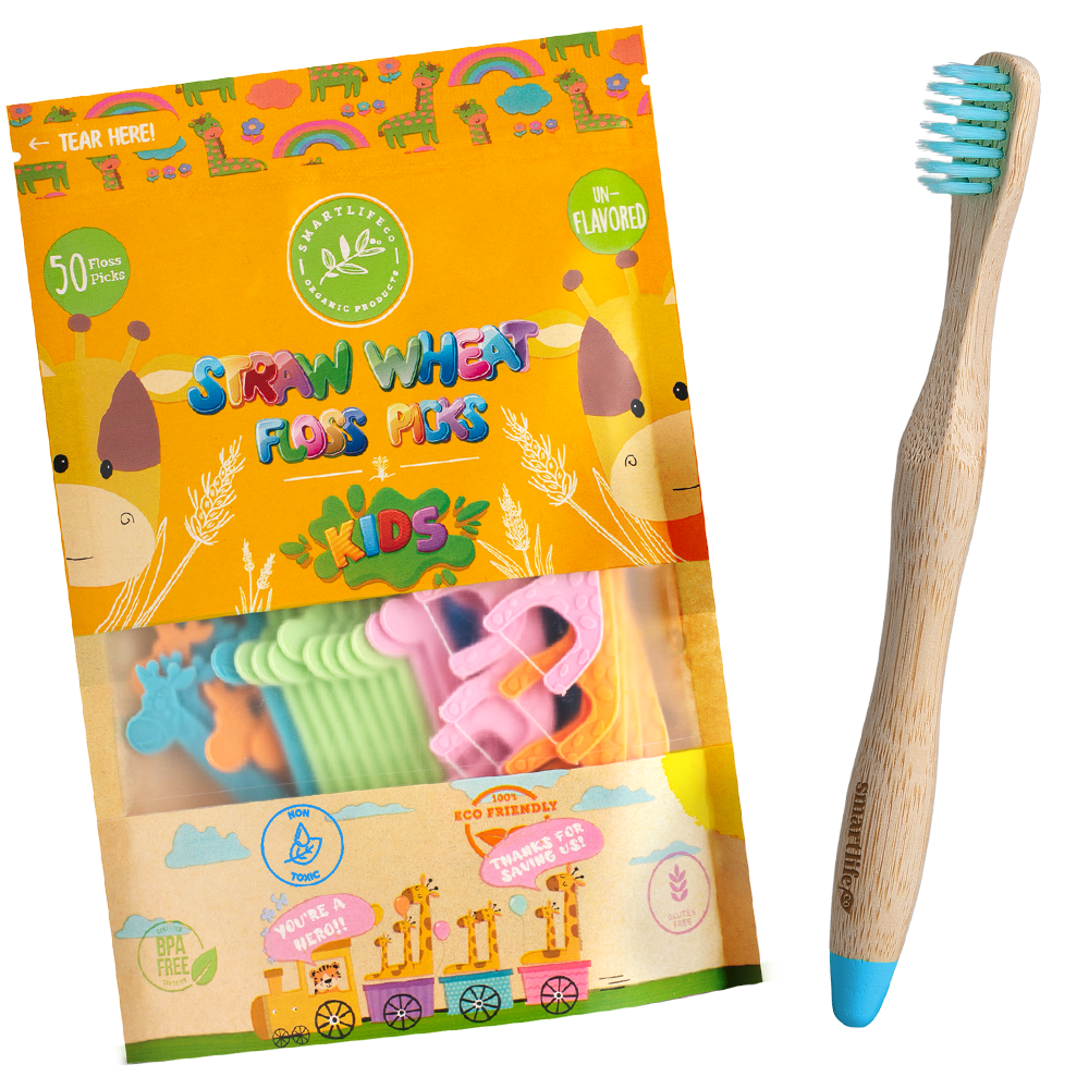 Kids Flossers With Bamboo Toothbrushes, var_unflavored