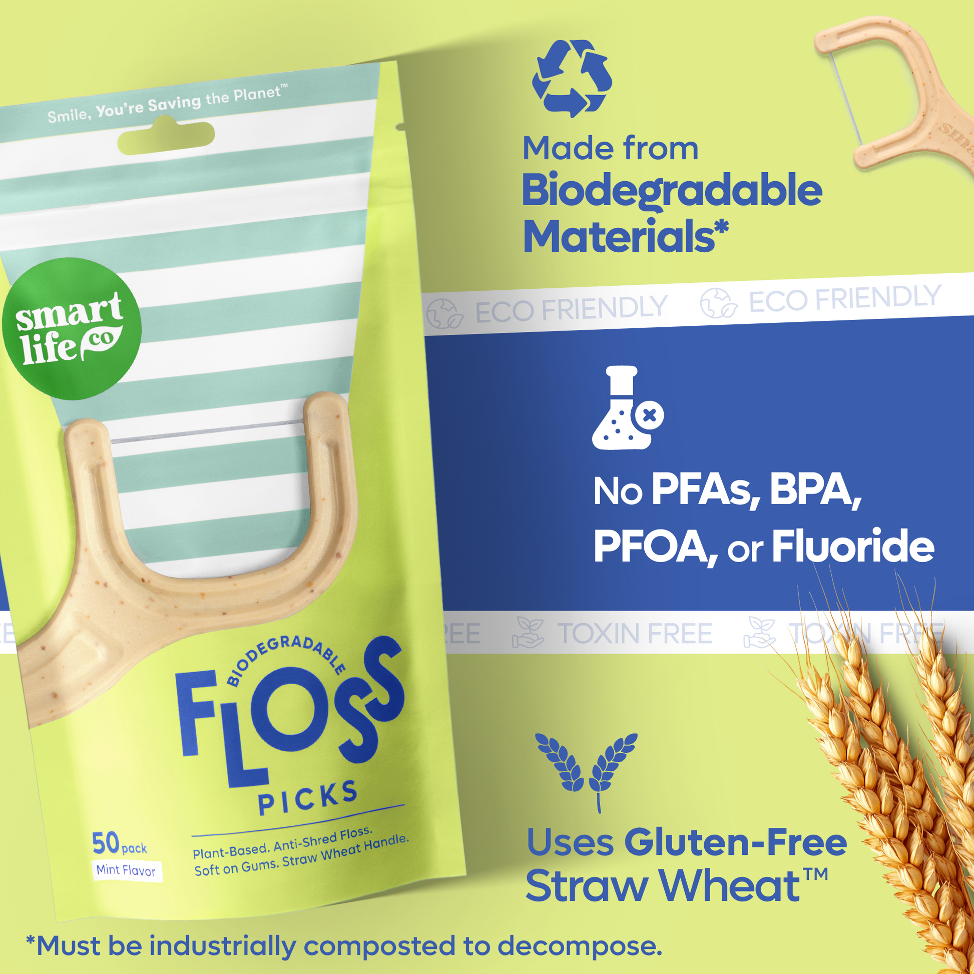 biodegradable floss picks mint